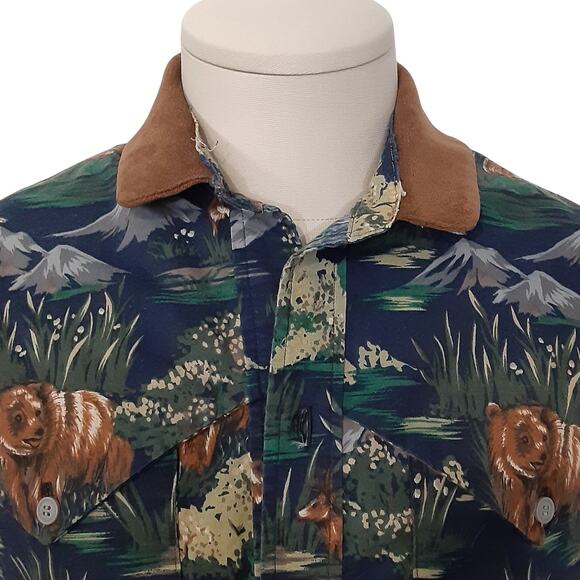 Mo Betta Western Shirt Suede Collar Bear Mountain Button Up Shirt Garth Brooks - Picture 3 of 9